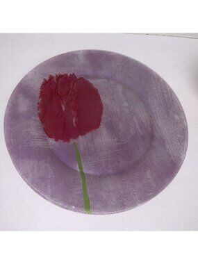 4 Pc Luminarc Tulip Ciel Glass Dinner Plates Pink/lavender Cristal France 10.5”